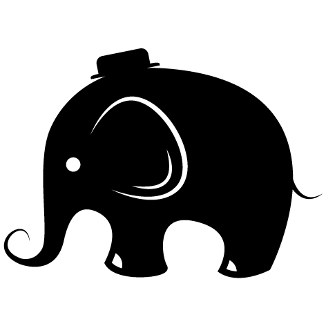 Sticker Éléphant chapeau noir